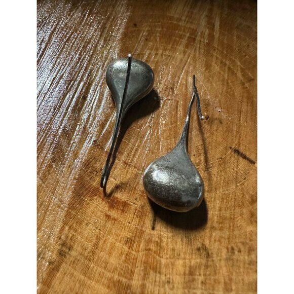 Vtg Sterling Silver Teardrop Long Dangle Drop Earrings Modernist Mid Mod Read - Picture 9 of 16